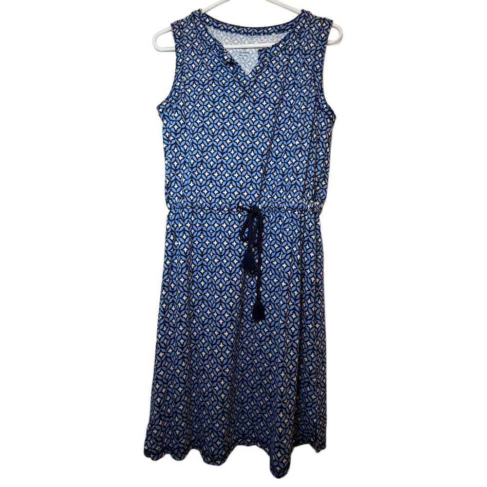 T By Talbots Blue Star Knit Midi Dress S Boho Preppy Cottagecore